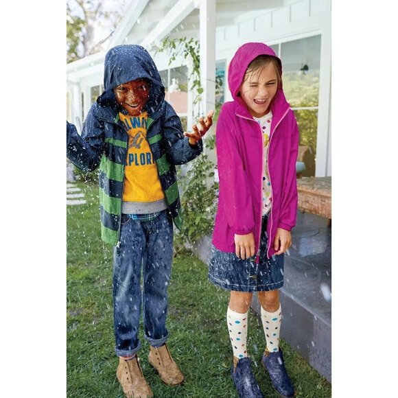 LANDS' END Kids Big Girls M (5-6) Raspberry Pink Packable Navigator‎ Rain Jacket - Picture 3 of 11